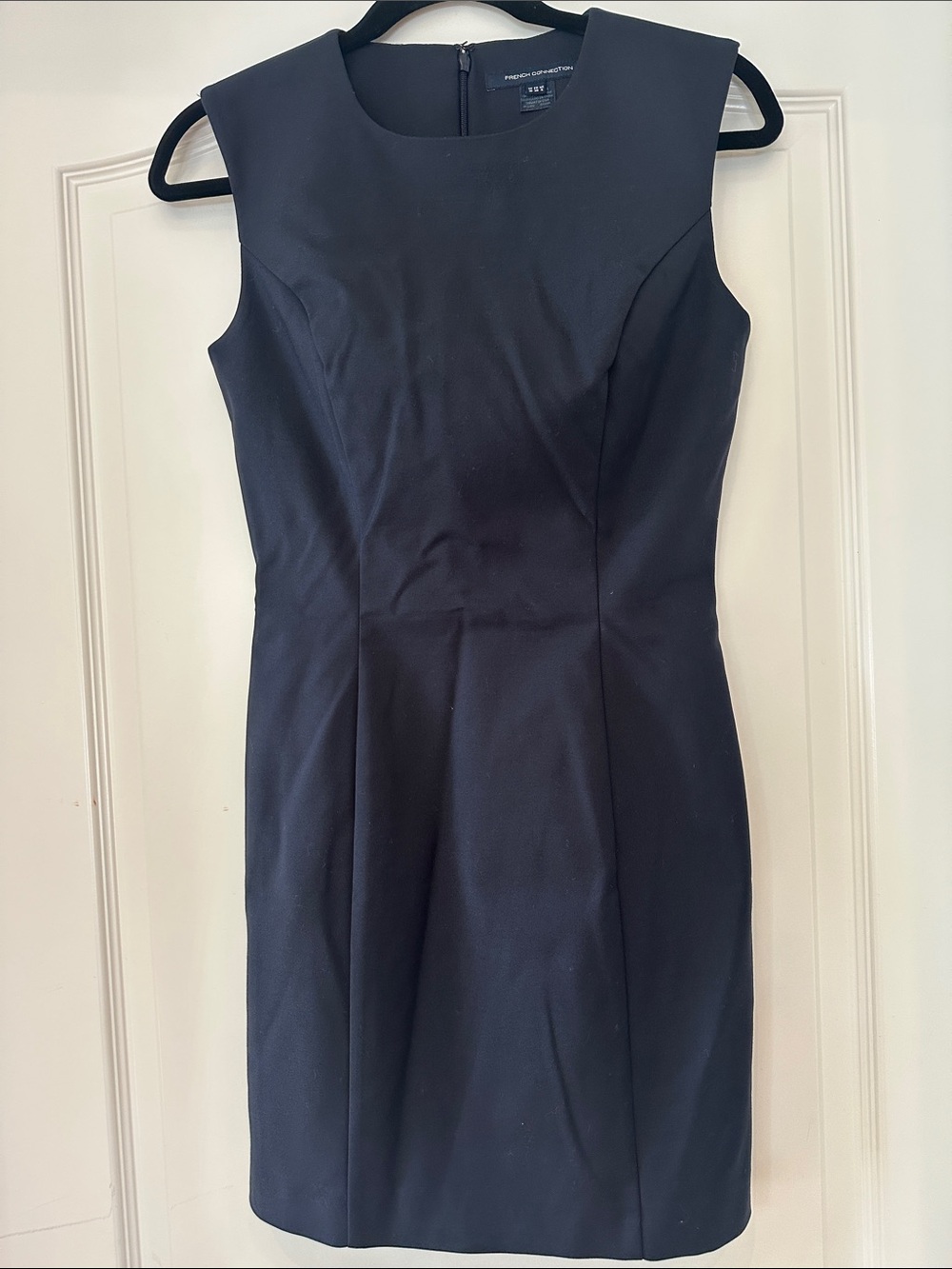 French Connection Navy Blue Sleeveless Midi Sheath Dress 6